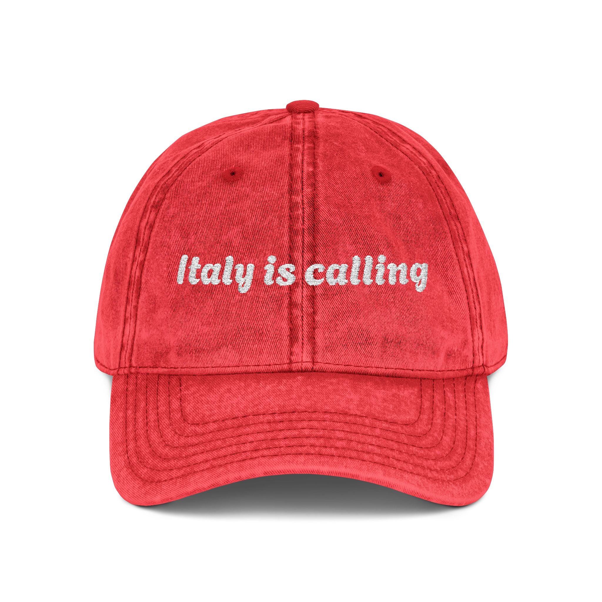 Italy Is Calling Vintage Embroidered Cap