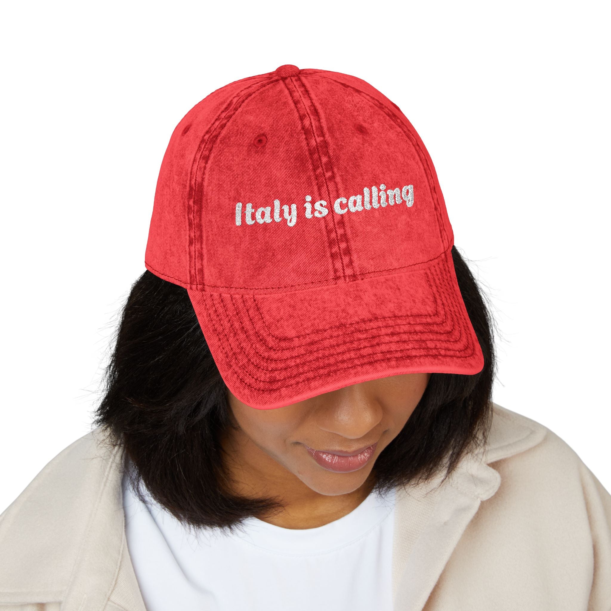 Italy Is Calling Vintage Embroidered Cap