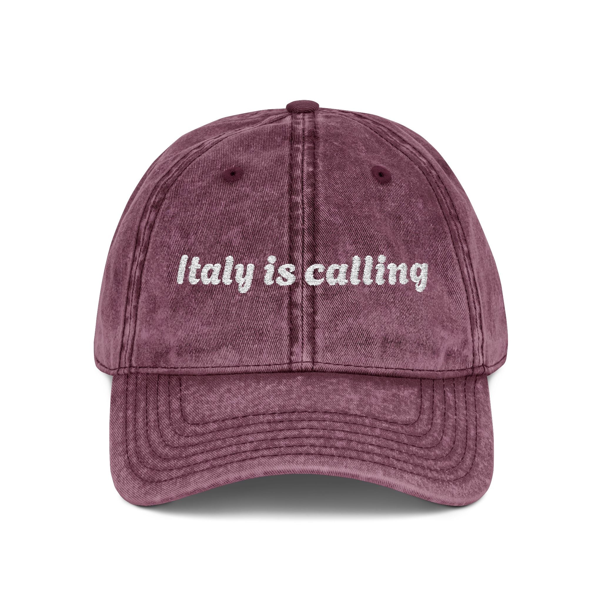 Italy Is Calling Vintage Embroidered Cap